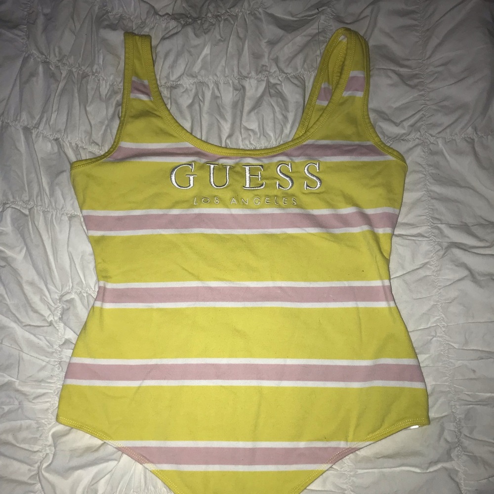 ✨YELLOW PINK WHITE GUESS BODYSUIT✨